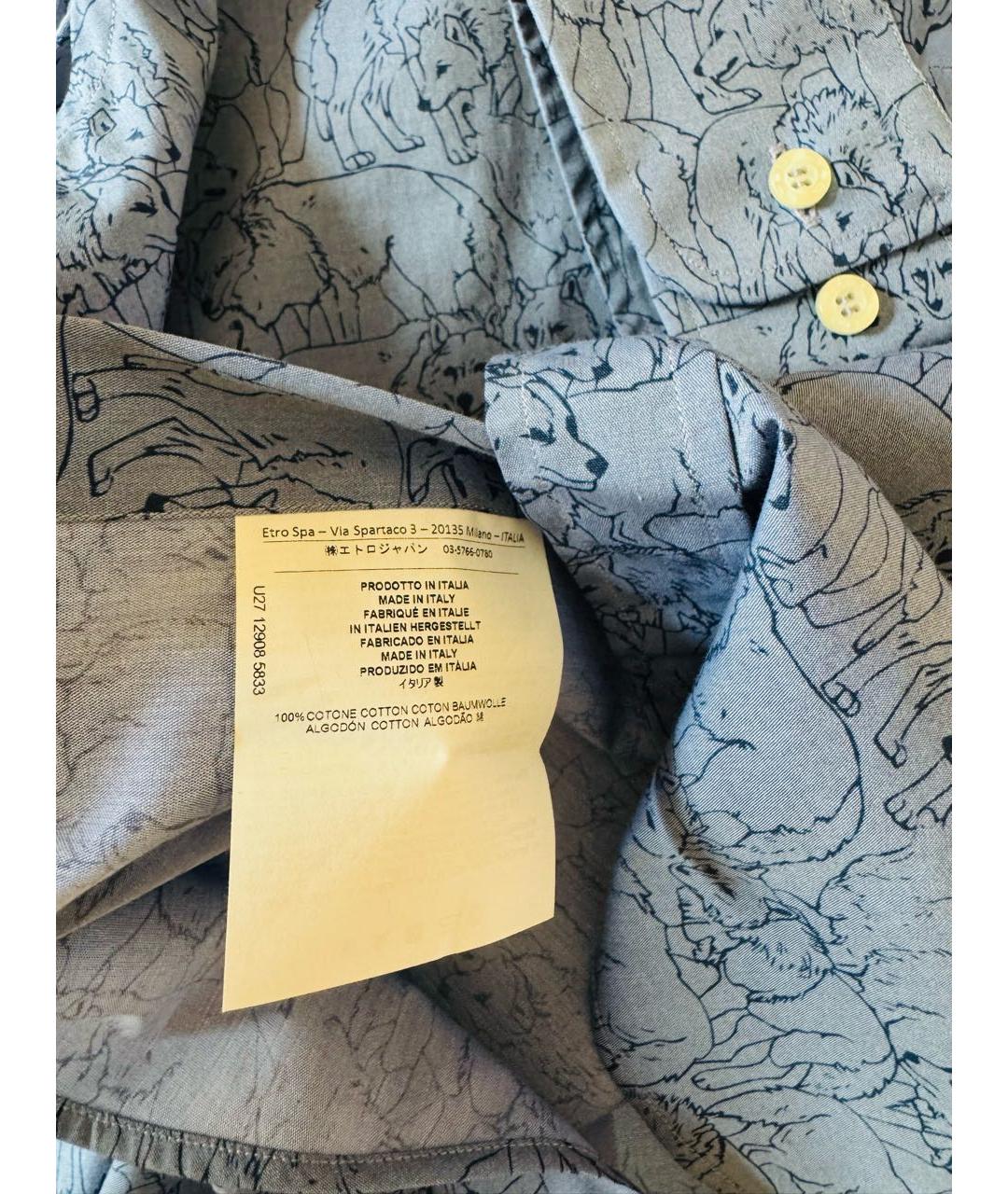 ETRO Синяя хлопковая кэжуал рубашка, фото 4