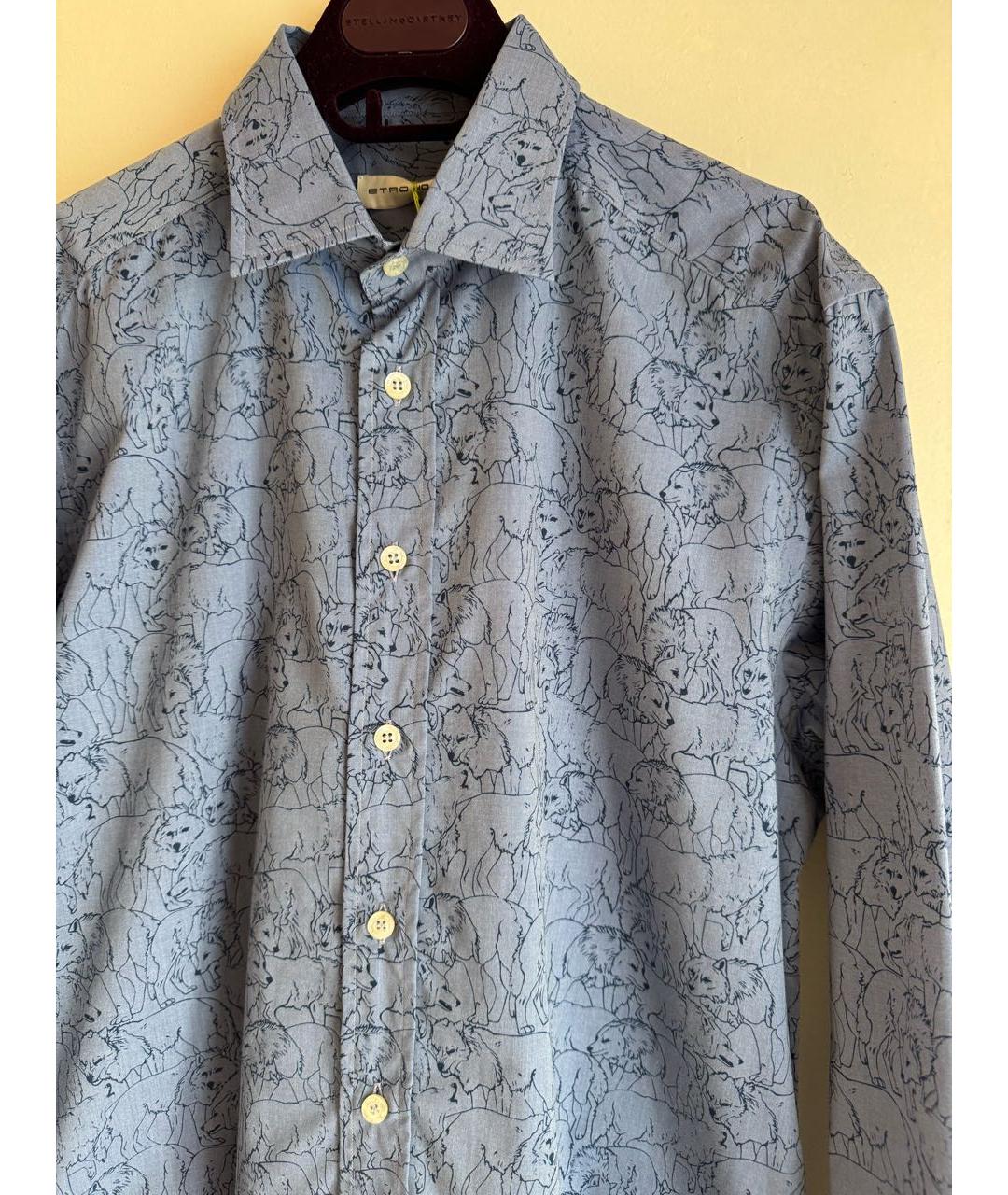 ETRO Синяя хлопковая кэжуал рубашка, фото 5