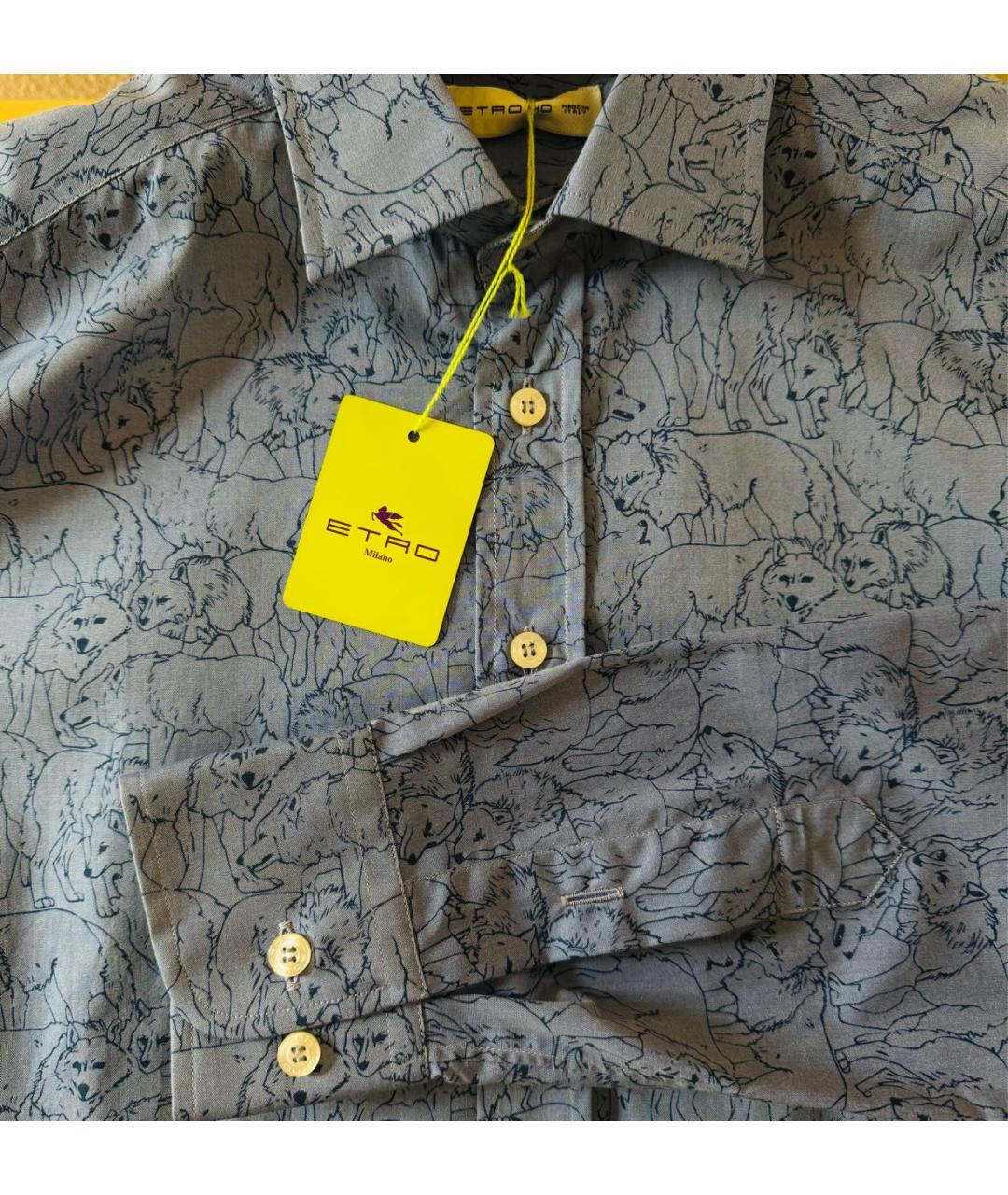 ETRO Синяя хлопковая кэжуал рубашка, фото 3