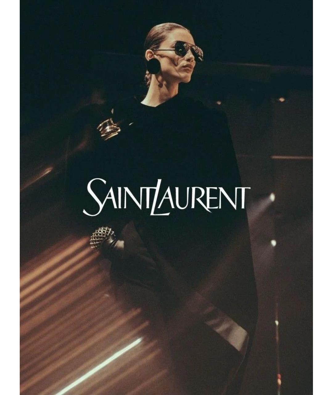 SAINT LAURENT Черные металлические солнцезащитные очки, фото 3