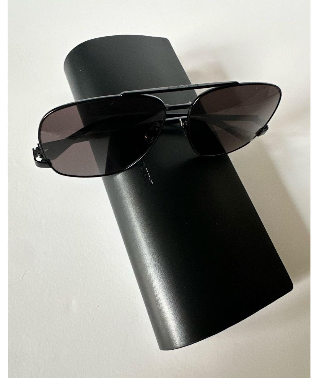 SAINT LAURENT Черные металлические солнцезащитные очки, фото 7