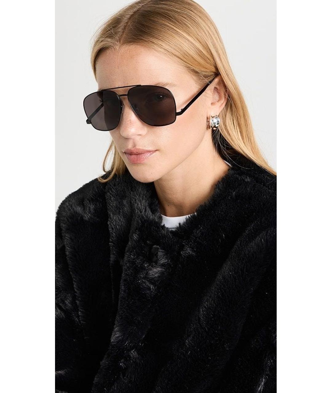 SAINT LAURENT Черные металлические солнцезащитные очки, фото 2
