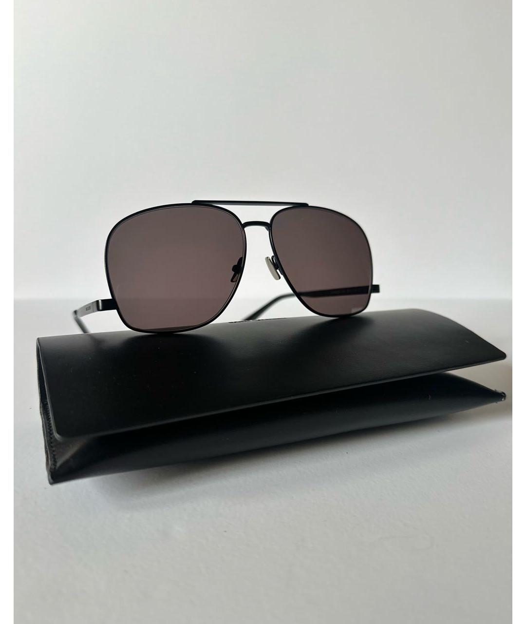 SAINT LAURENT Черные металлические солнцезащитные очки, фото 5