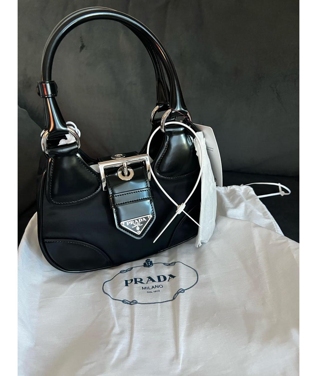 PRADA Черная кожаная сумка с короткими ручками, фото 5