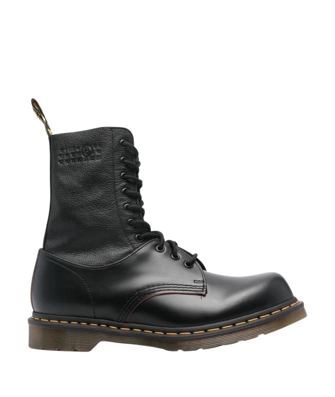 MM6 MAISON MARGIELA Черные кожаные высокие ботинки, фото 1