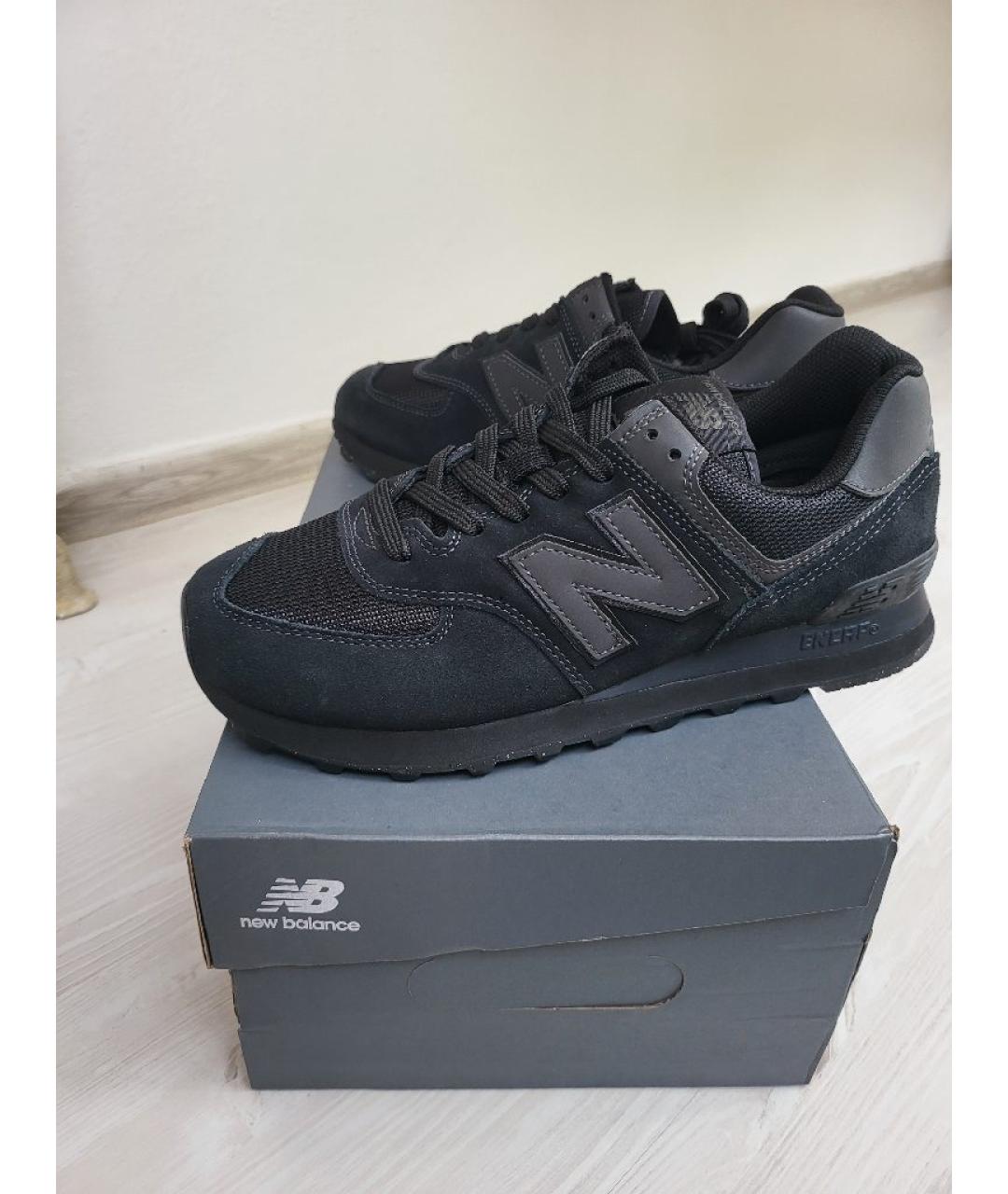 NEW BALANCE Черные замшевые низкие кроссовки / кеды, фото 2