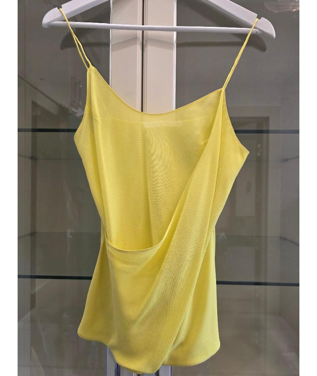 CHRISTIAN DIOR Желтая шелковая майка, фото 10