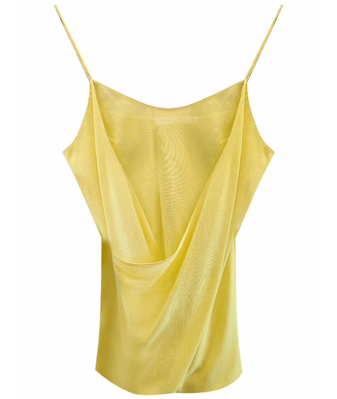 CHRISTIAN DIOR Желтая шелковая майка, фото 1
