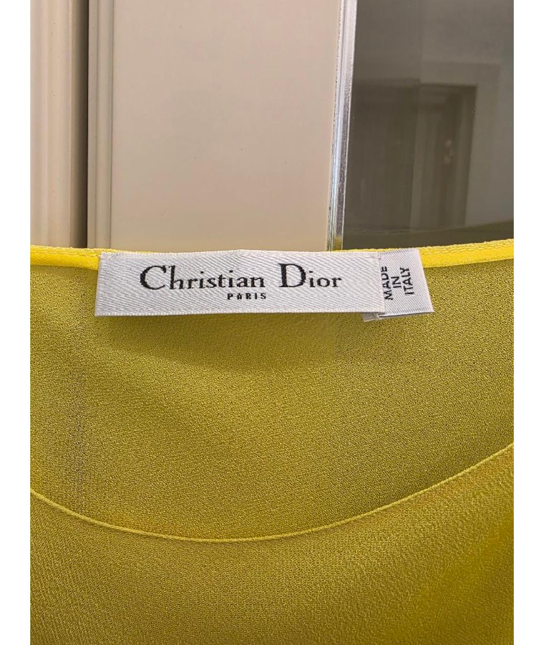 CHRISTIAN DIOR Желтая шелковая майка, фото 3