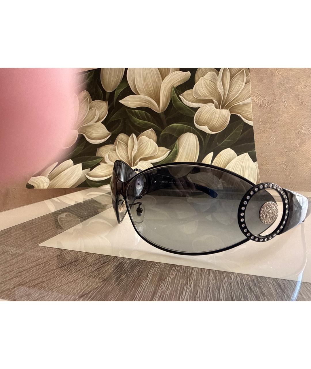 VERSACE Черные пластиковые солнцезащитные очки, фото 3