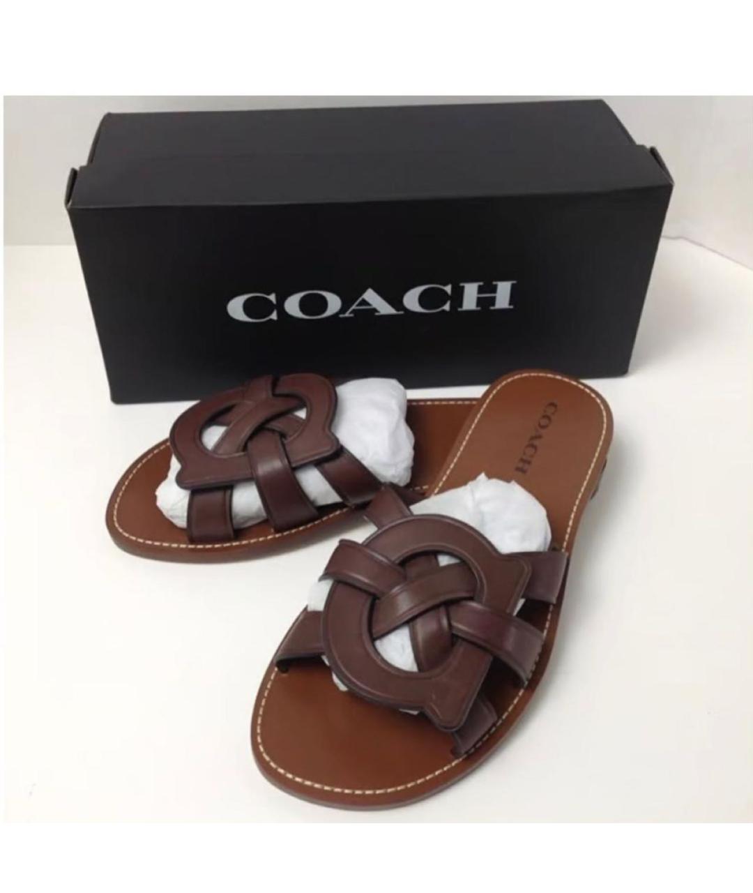 COACH Коричневые кожаные сабо, фото 6