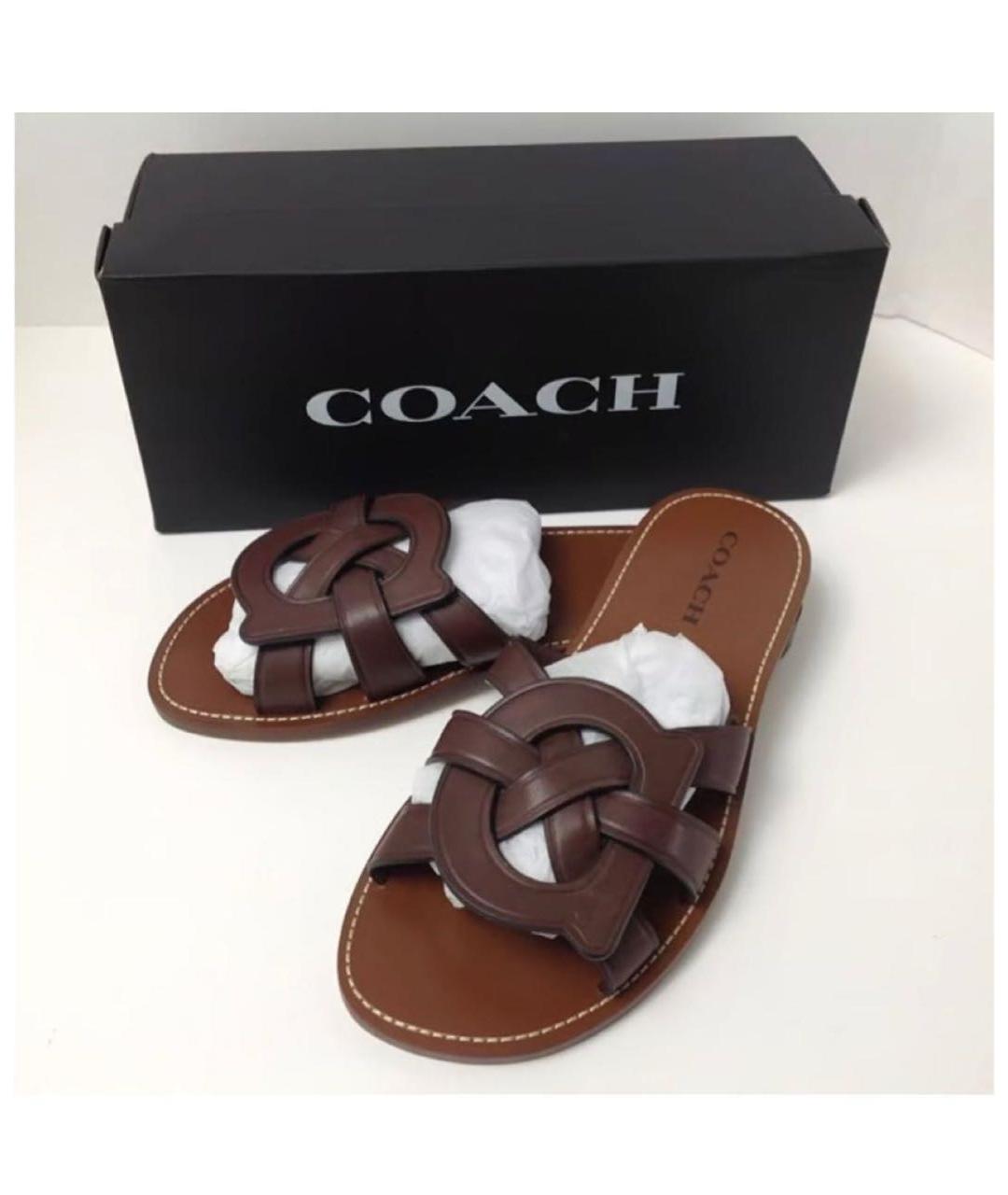 COACH Коричневые кожаные сабо, фото 3