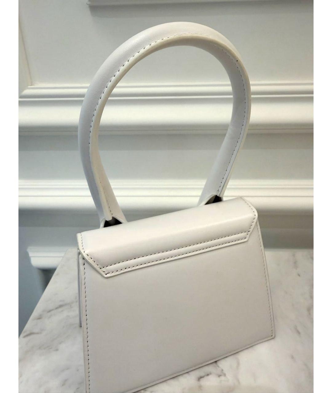 JACQUEMUS Белая кожаная сумка с короткими ручками, фото 6