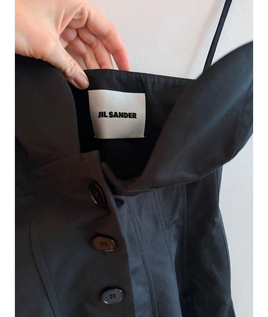 JIL SANDER Черное хлопковое повседневное платье, фото 3