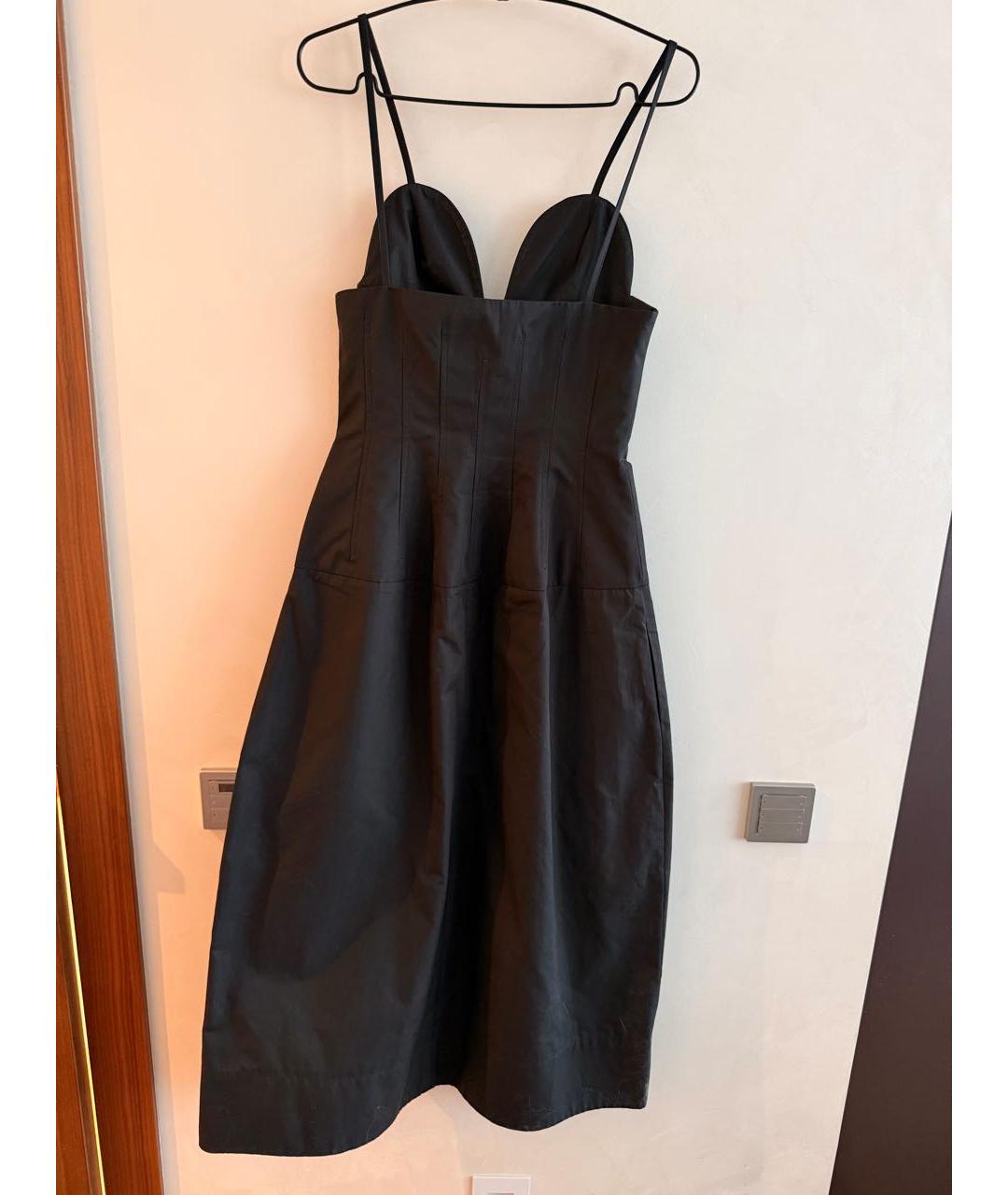 JIL SANDER Черное хлопковое повседневное платье, фото 2