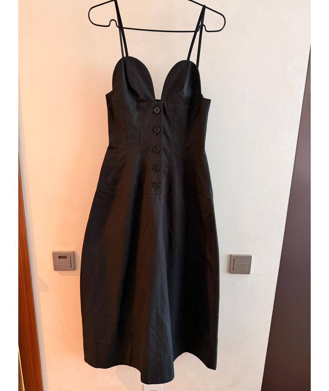 JIL SANDER Черное хлопковое повседневное платье, фото 7
