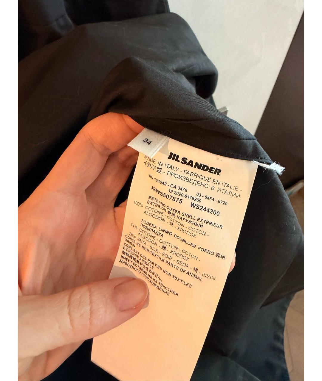 JIL SANDER Черное хлопковое повседневное платье, фото 6