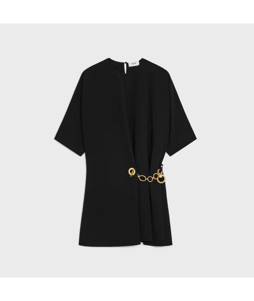 CELINE Черное вискозное повседневное платье, фото 9