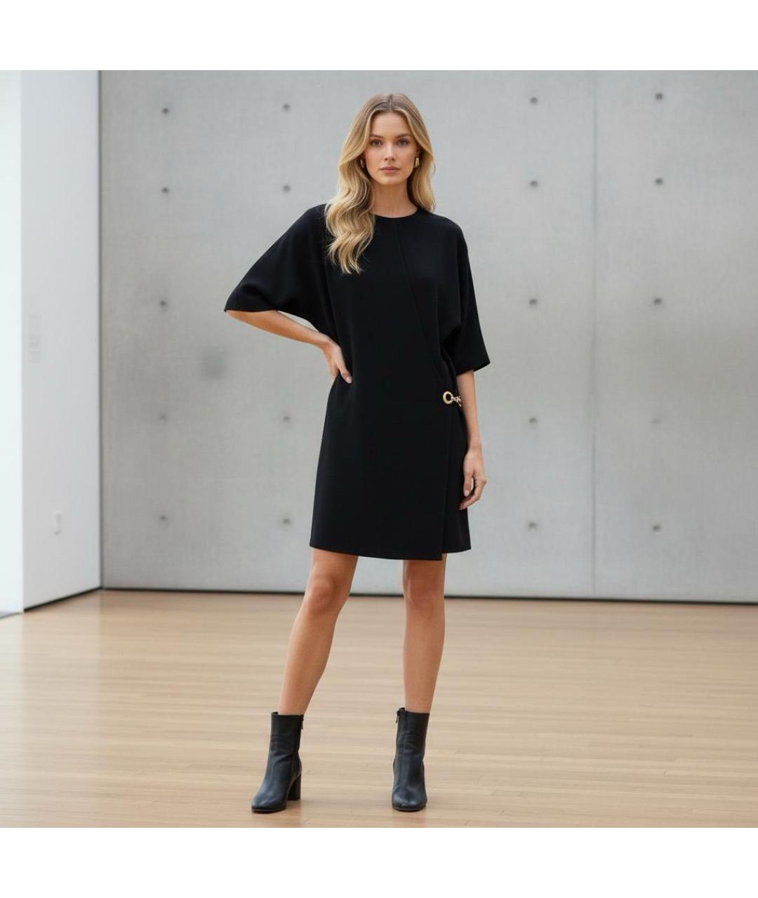 CELINE Черное вискозное повседневное платье, фото 2