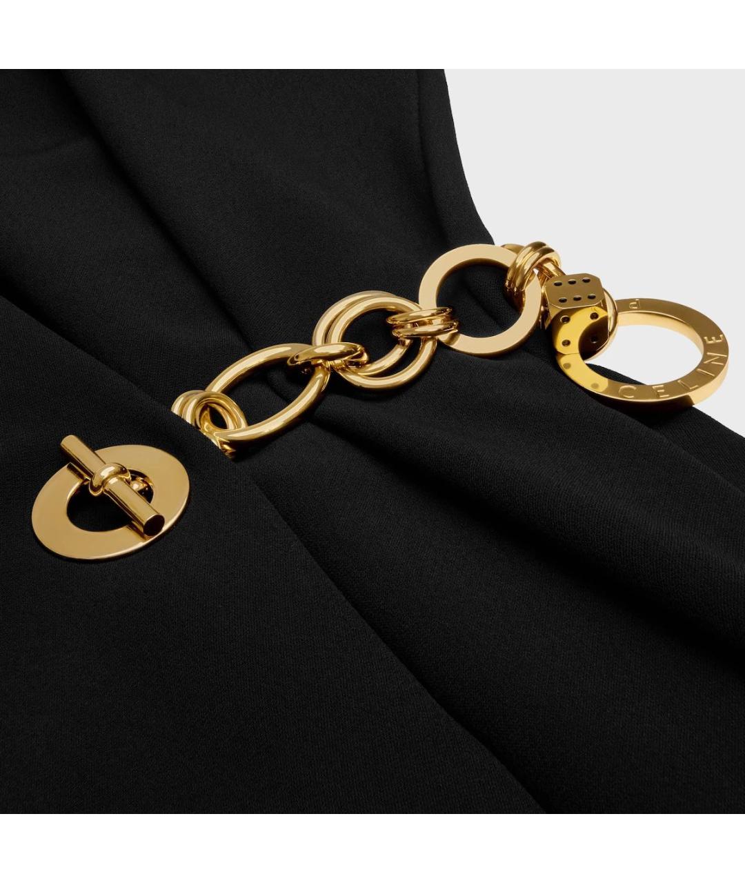 CELINE Черное вискозное повседневное платье, фото 3