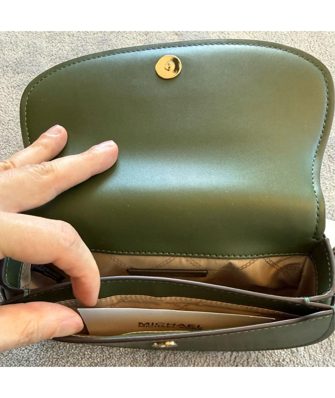 MICHAEL KORS Зеленая кожаная сумка через плечо, фото 4