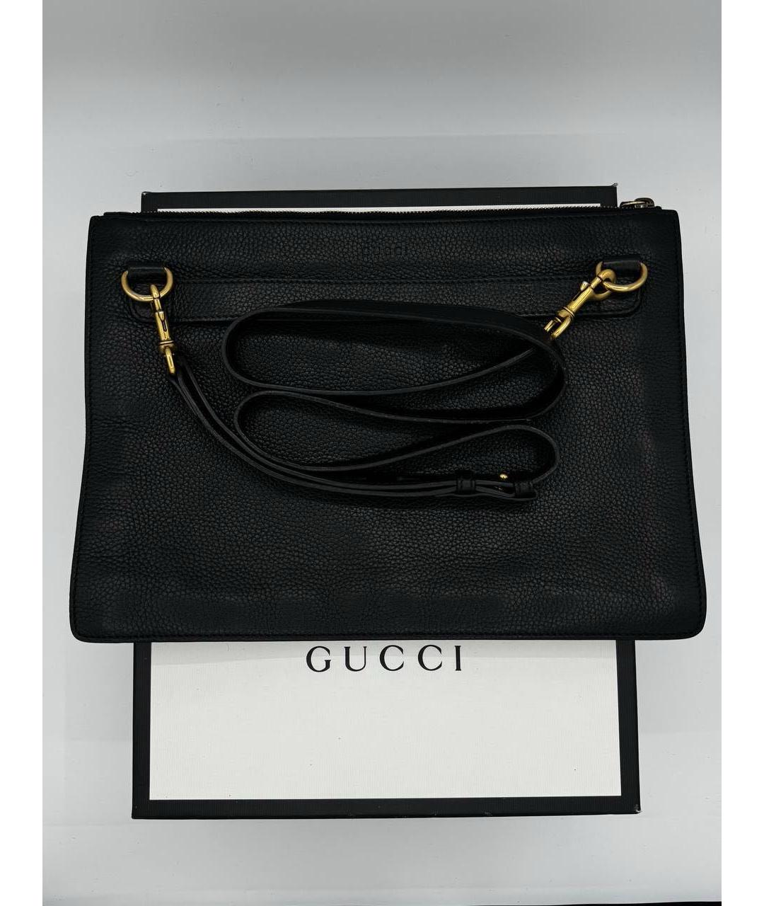 GUCCI Черная кожаная барсетка, фото 2