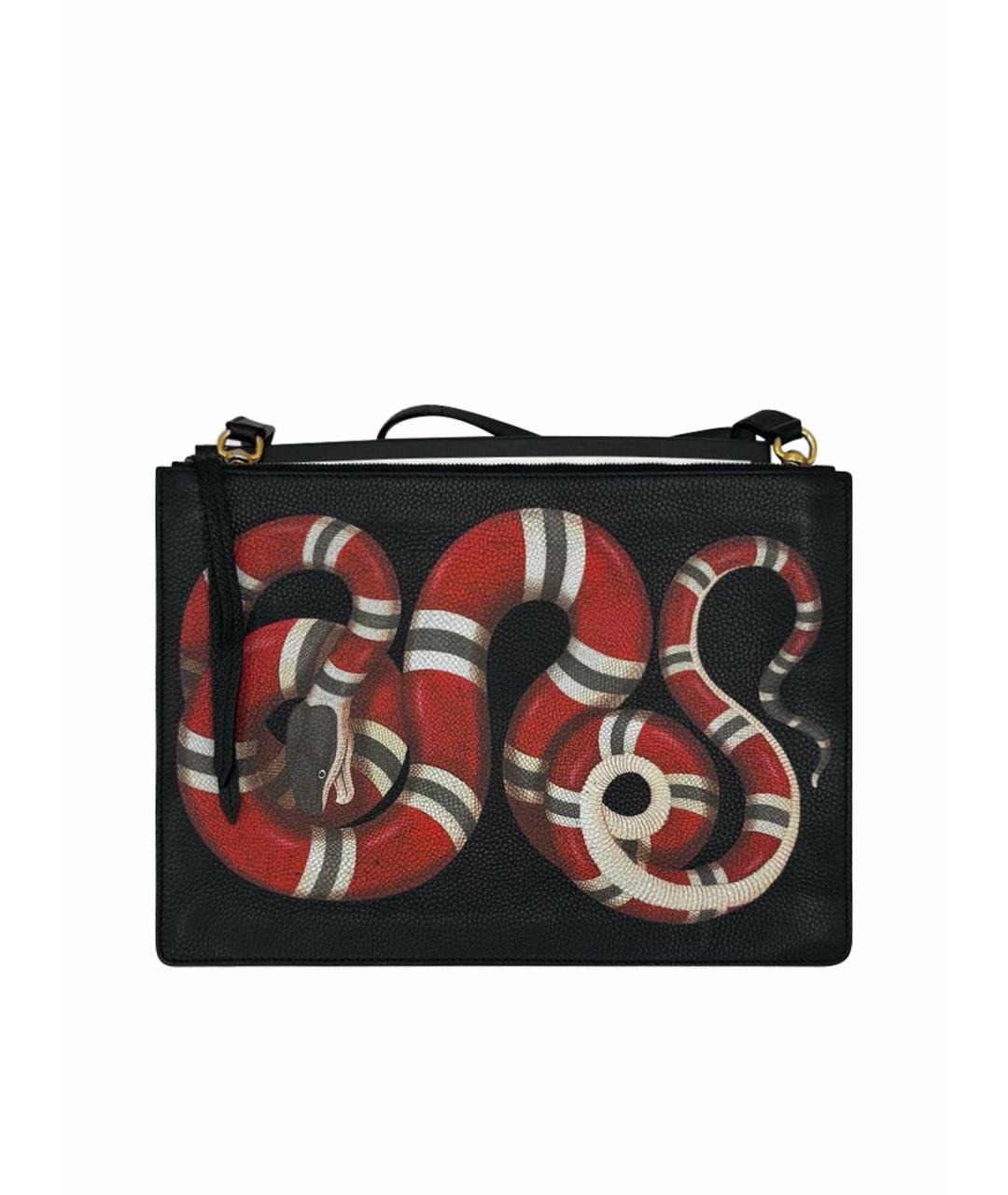 GUCCI Черная кожаная барсетка, фото 1