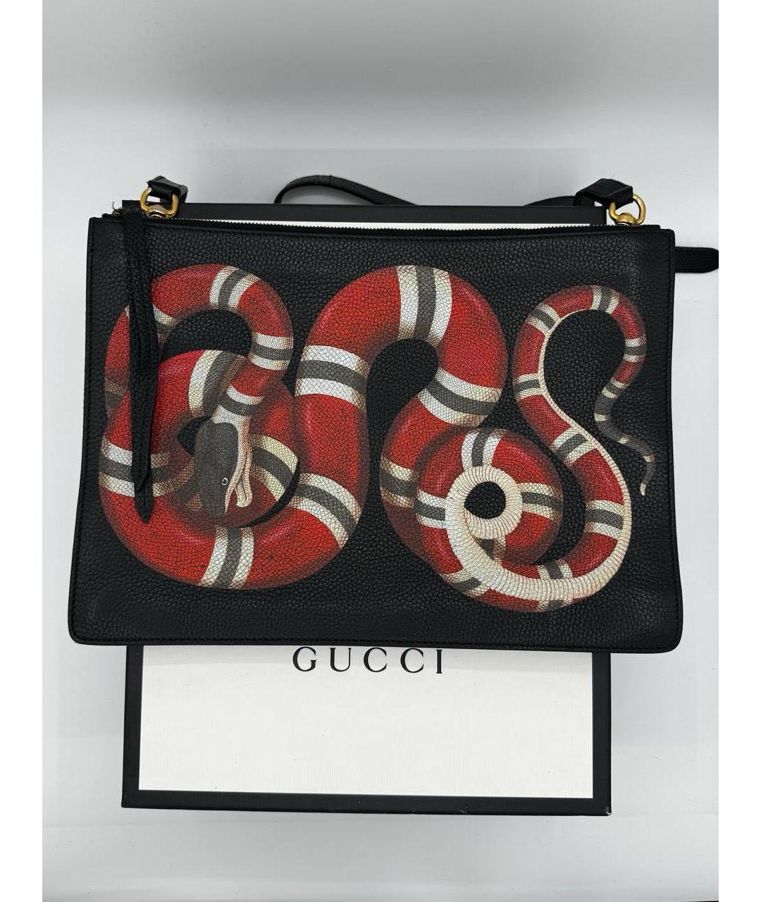 GUCCI Черная кожаная барсетка, фото 6