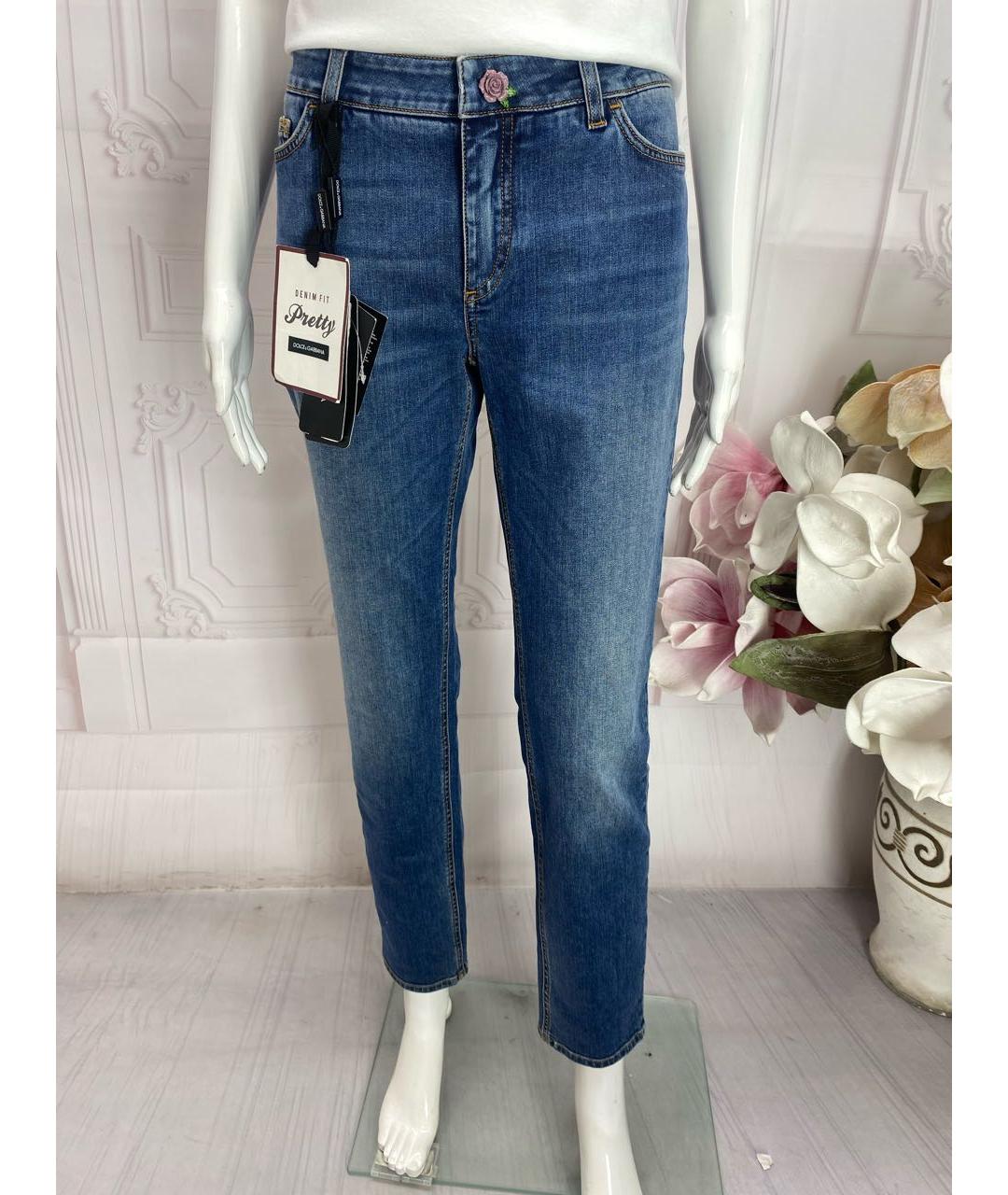 DOLCE&GABBANA Синие хлопко-эластановые прямые джинсы, фото 8