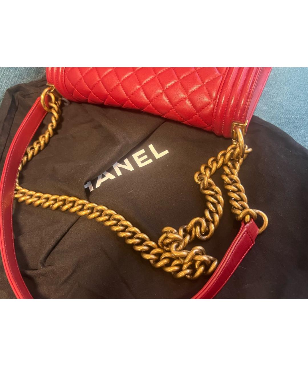 CHANEL Бордовая кожаная сумка через плечо, фото 5