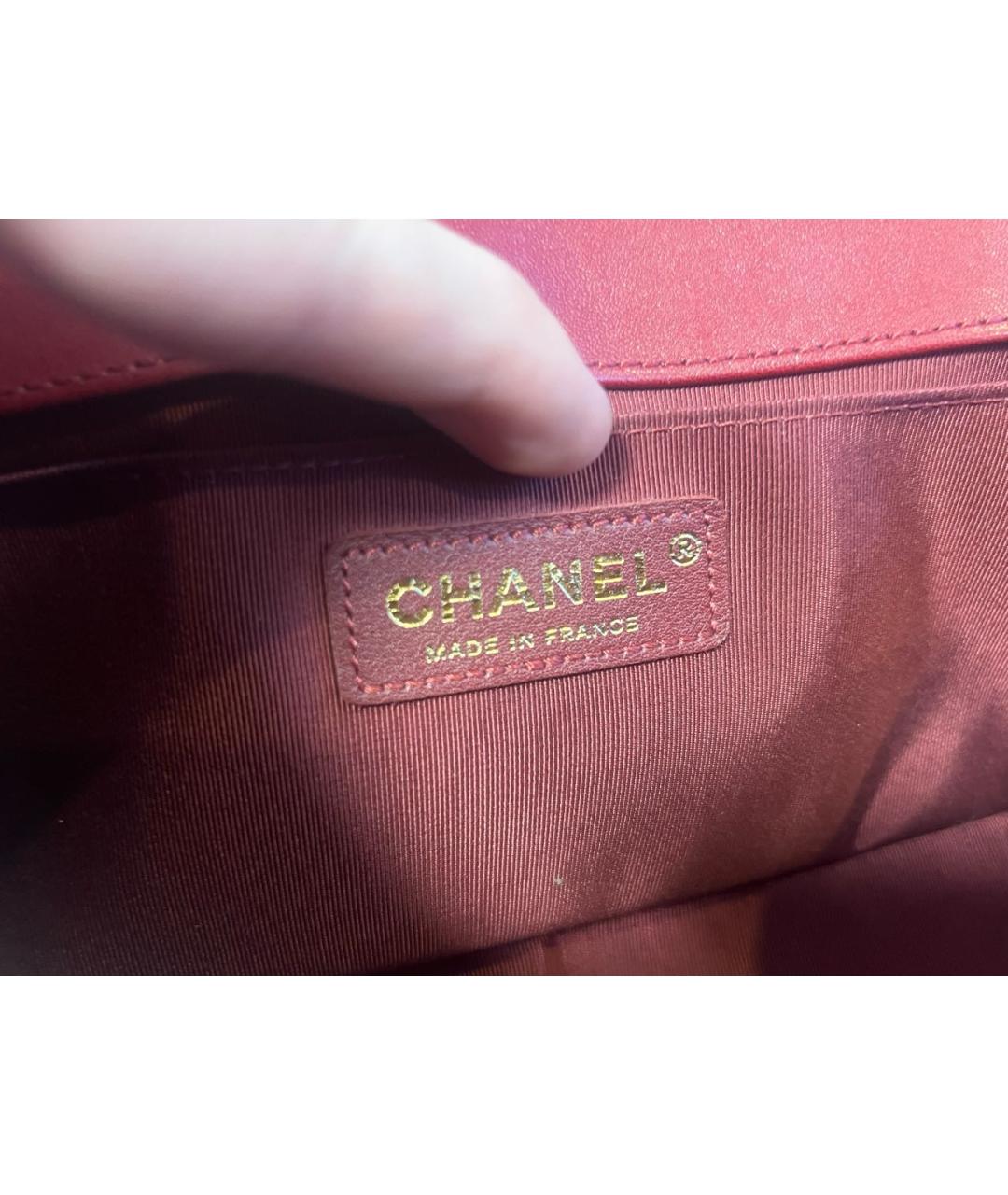 CHANEL Бордовая кожаная сумка через плечо, фото 7