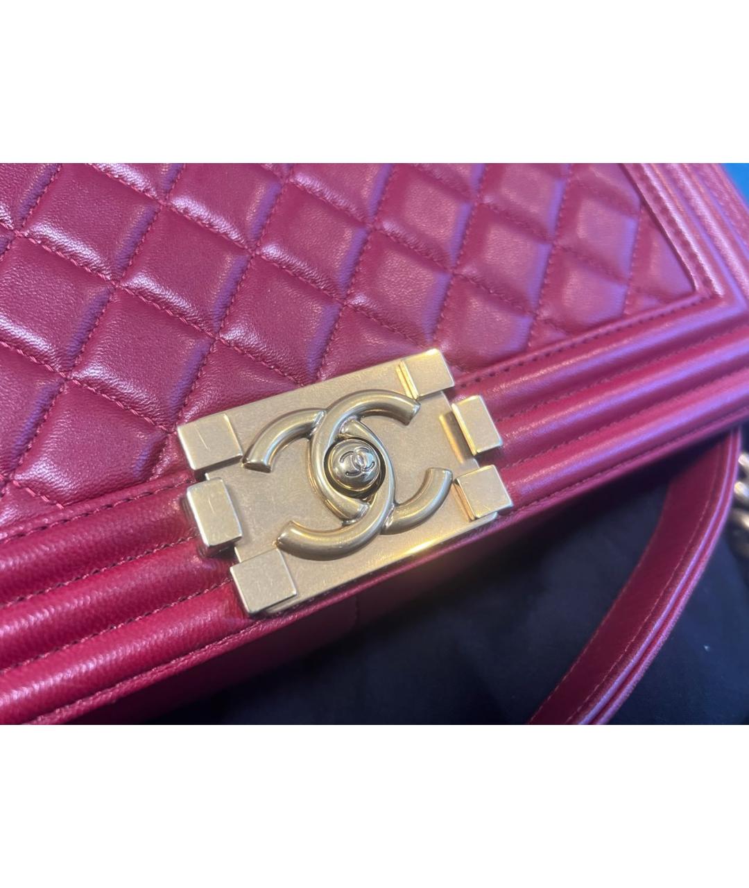 CHANEL Бордовая кожаная сумка через плечо, фото 4