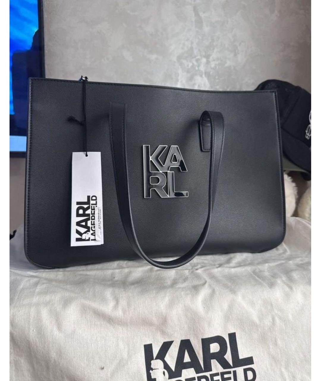 KARL LAGERFELD Черная сумка с короткими ручками из искусственной кожи, фото 5