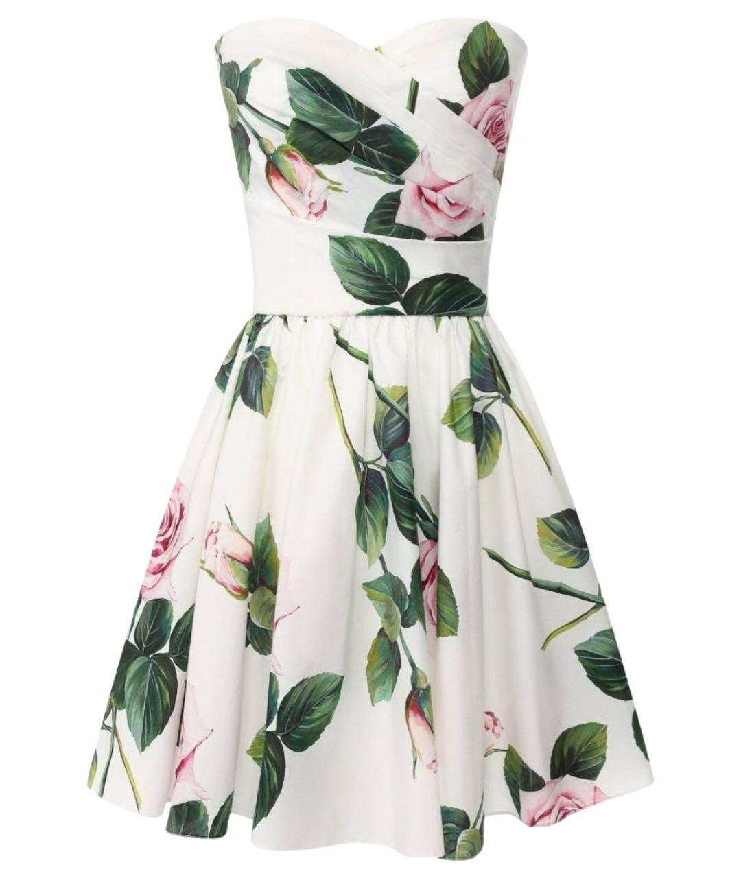 DOLCE&GABBANA Белое хлопко-эластановое коктейльное платье, фото 1