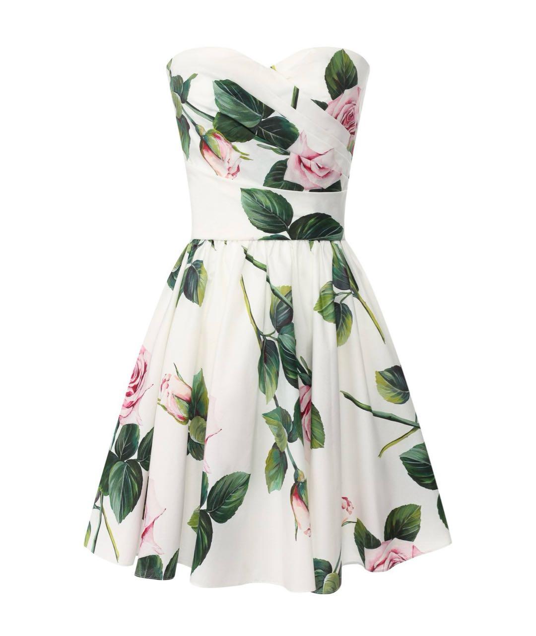 DOLCE&GABBANA Белое хлопко-эластановое коктейльное платье, фото 9