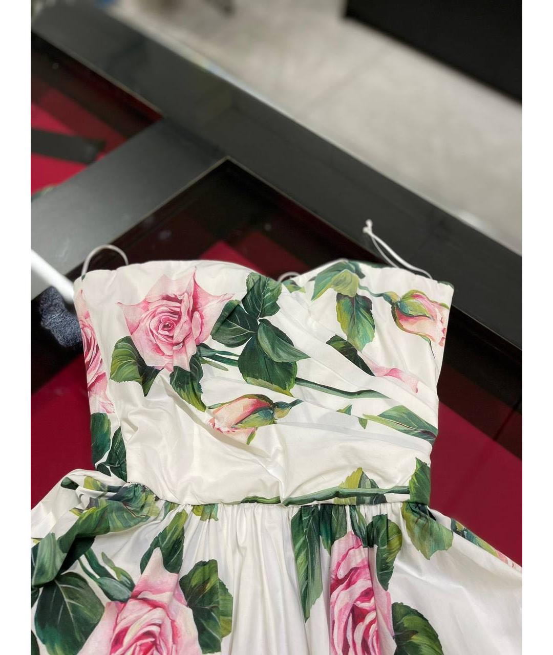 DOLCE&GABBANA Белое хлопко-эластановое коктейльное платье, фото 6