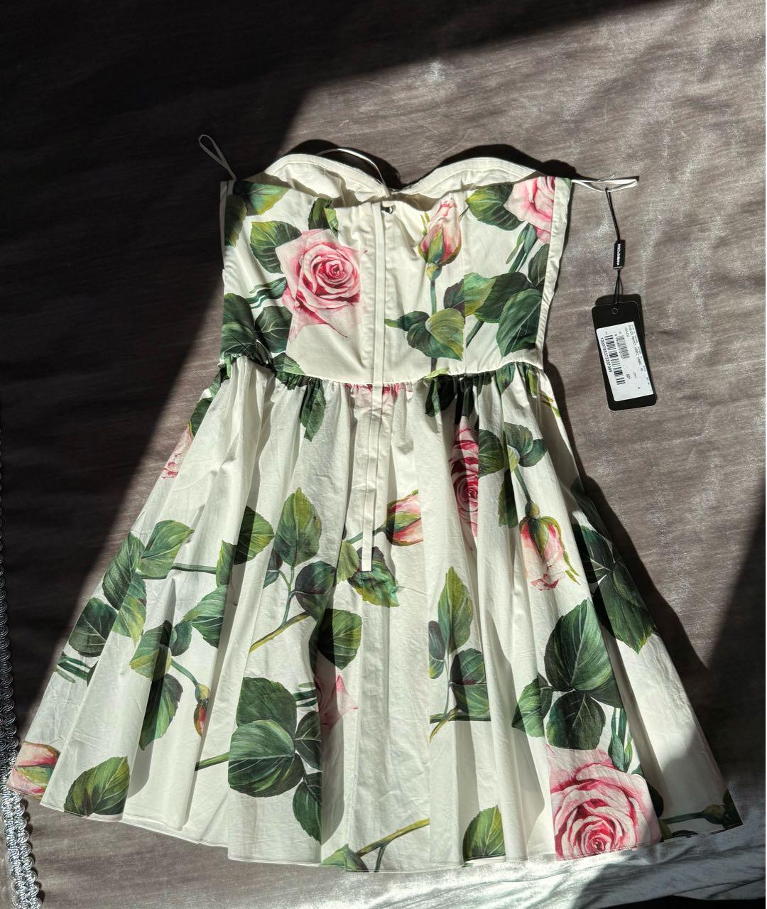 DOLCE&GABBANA Белое хлопко-эластановое коктейльное платье, фото 8