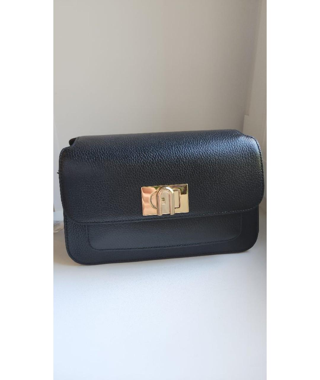 FURLA Черная кожаная сумка через плечо, фото 6