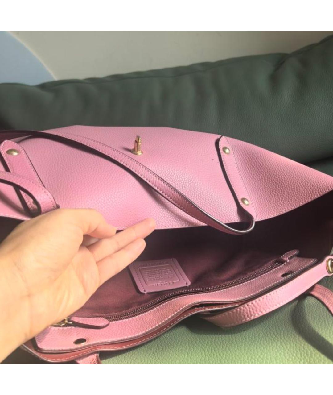 COACH Розовая сумка тоут из искусственной кожи, фото 5