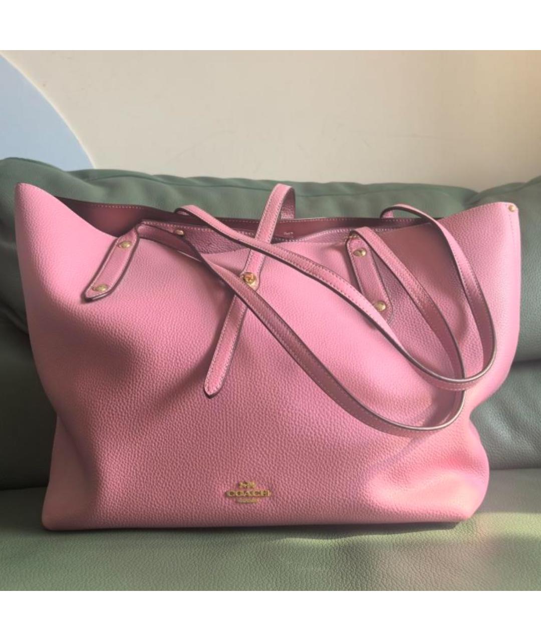 COACH Розовая сумка тоут из искусственной кожи, фото 2