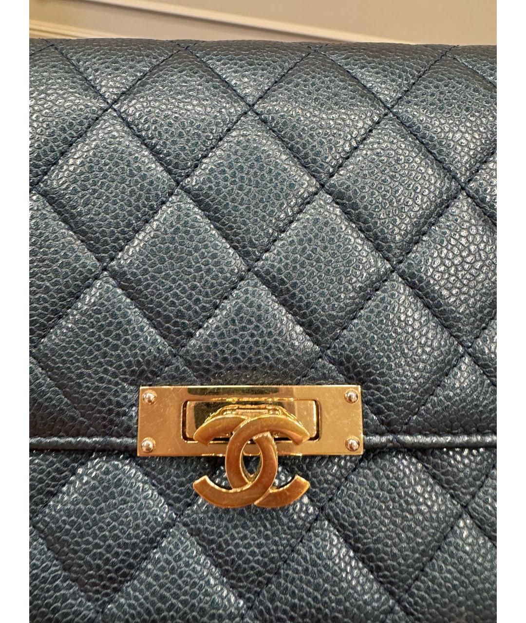 CHANEL Темно-синяя кожаная сумка через плечо, фото 7