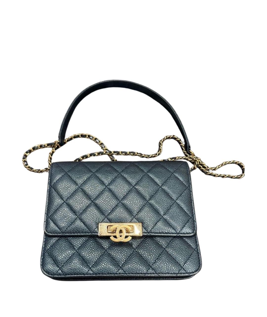 CHANEL Темно-синяя кожаная сумка через плечо, фото 1