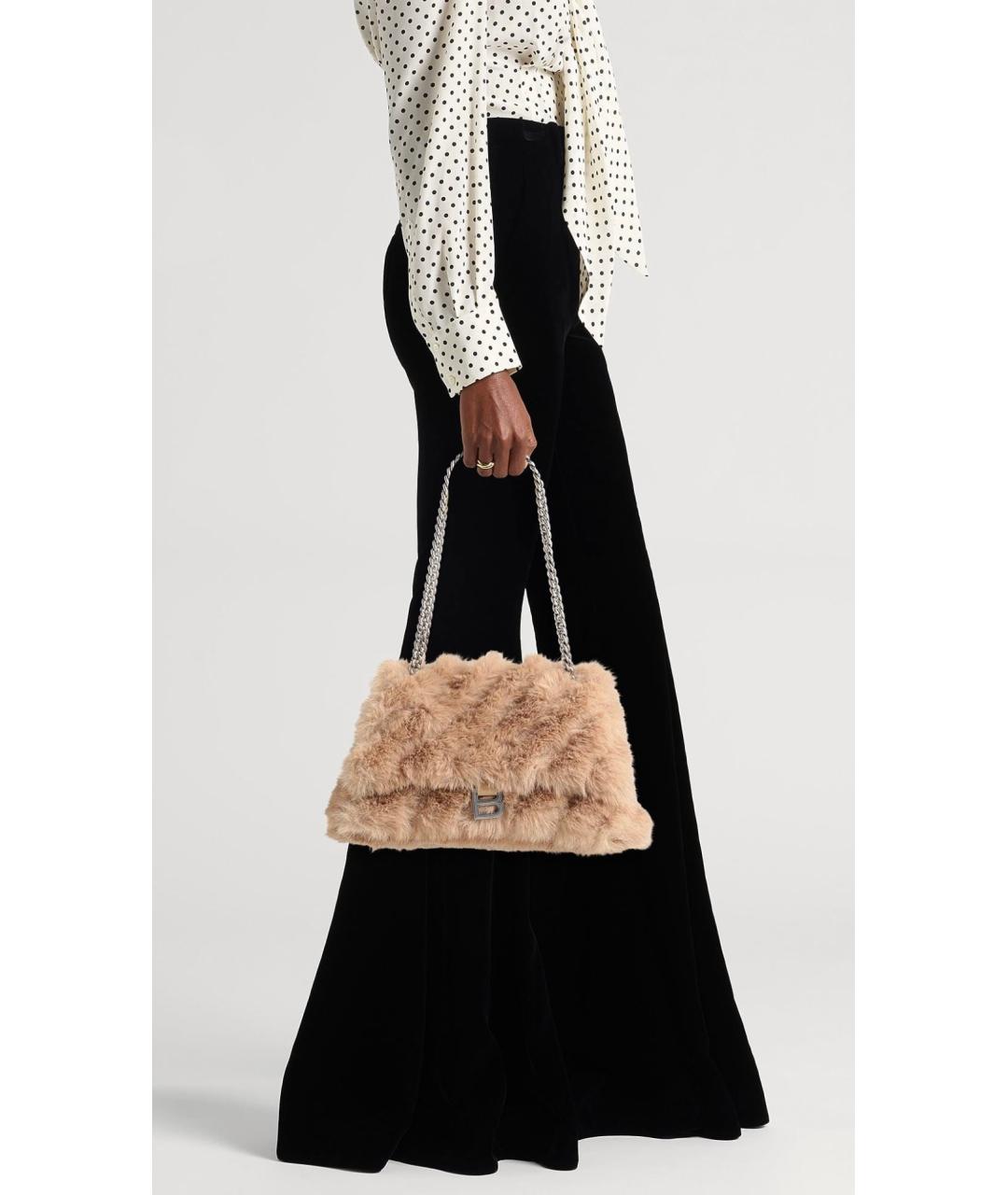 BALENCIAGA Бежевая кожаная сумка через плечо, фото 3