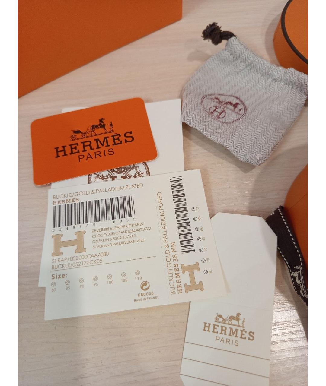 HERMES Черный кожаный ремень, фото 3