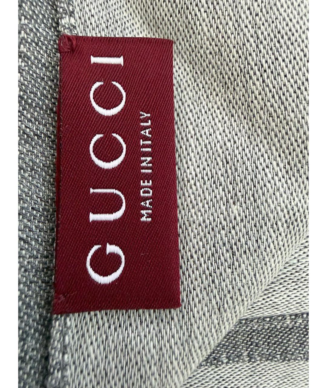 GUCCI Серый шерстяной платок, фото 3