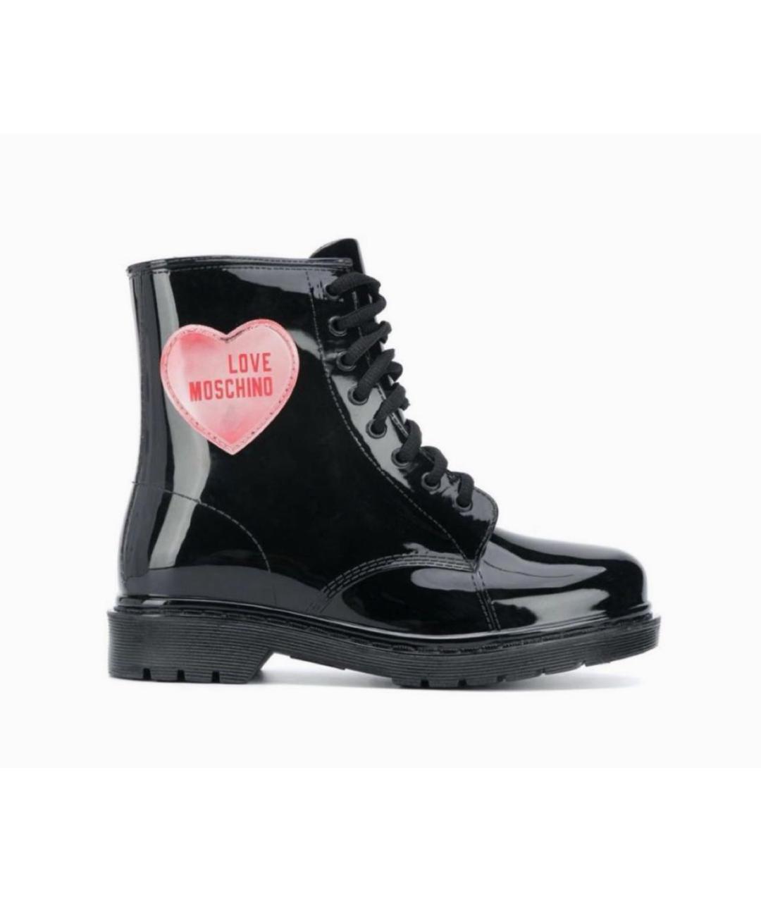 LOVE MOSCHINO Черные резиновые полусапоги, фото 2