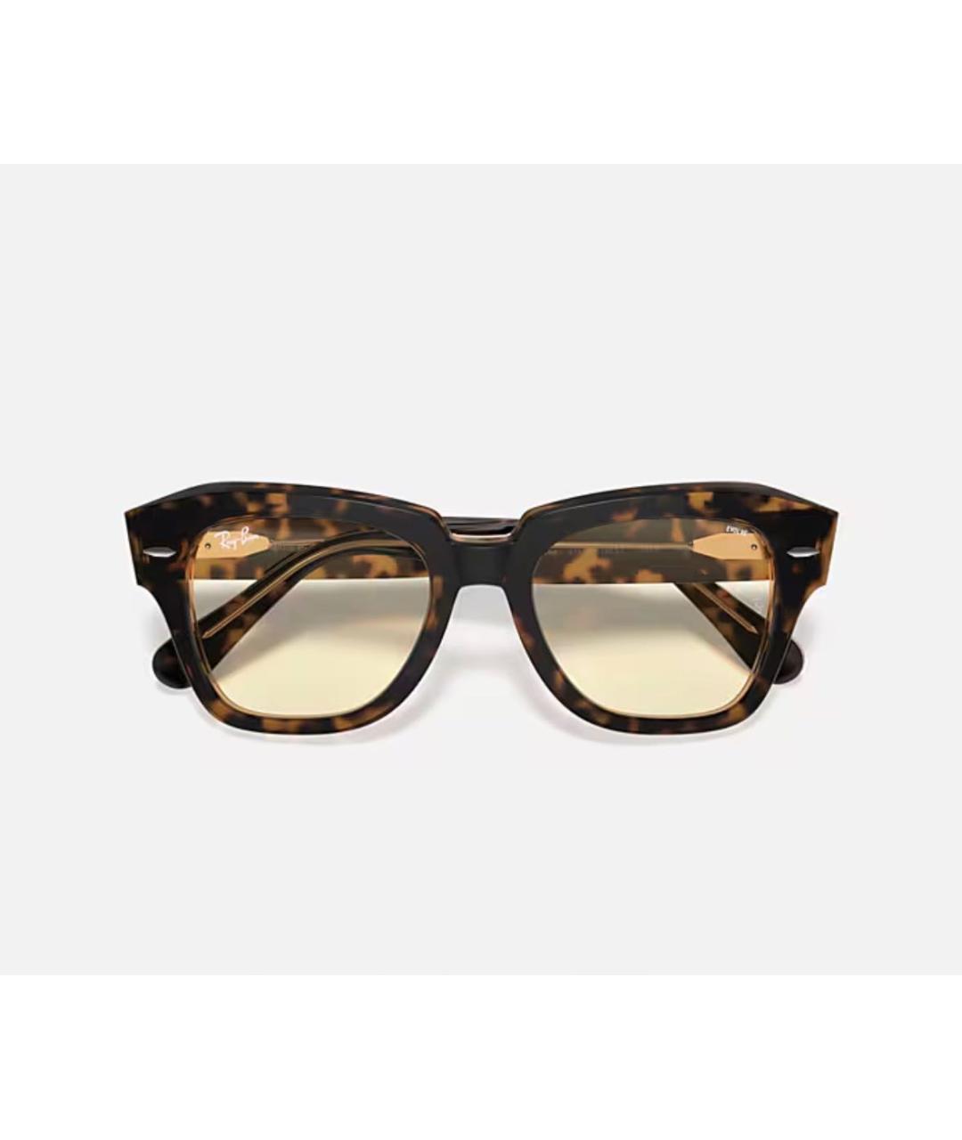 RAY BAN Коричневые пластиковые солнцезащитные очки, фото 4