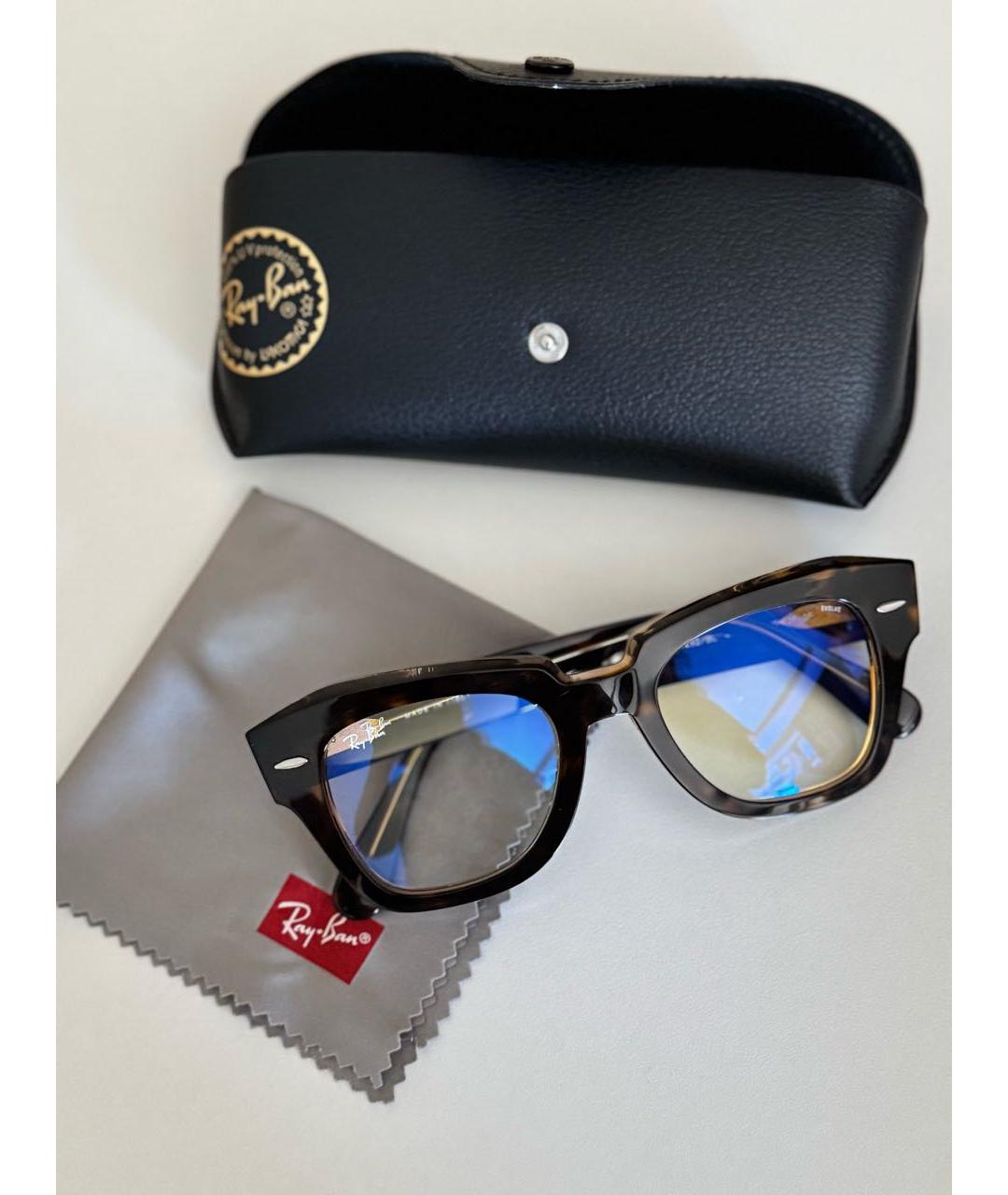 RAY BAN Коричневые пластиковые солнцезащитные очки, фото 7