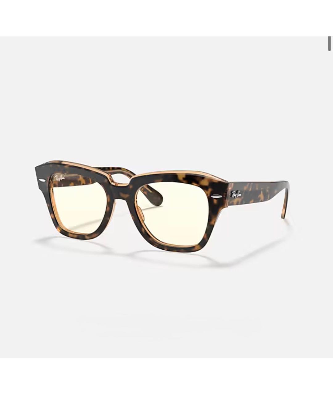 RAY BAN Коричневые пластиковые солнцезащитные очки, фото 2