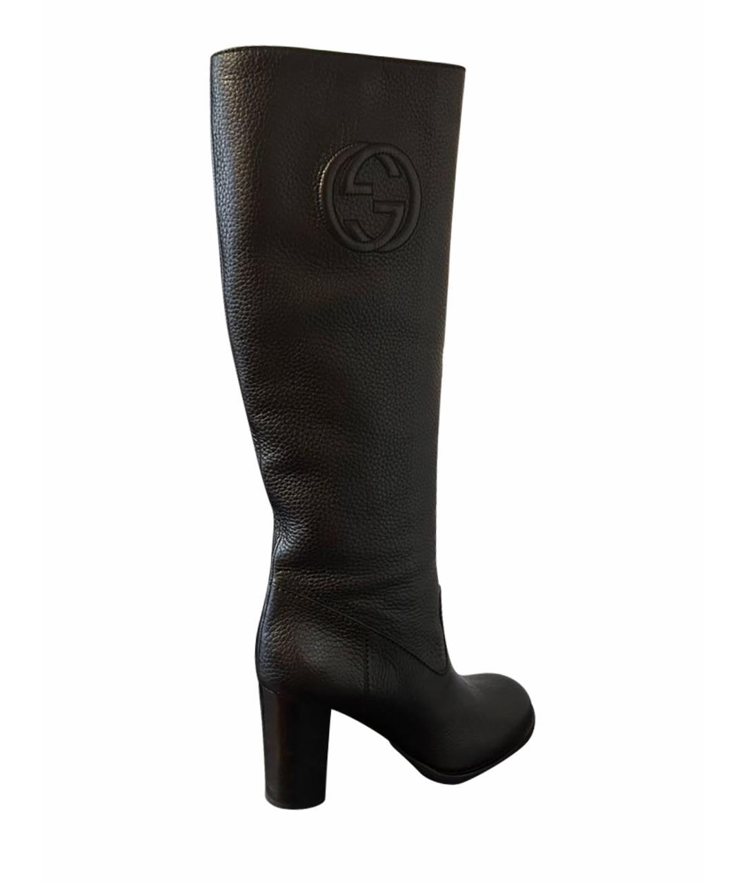 GUCCI Черные кожаные сапоги, фото 1